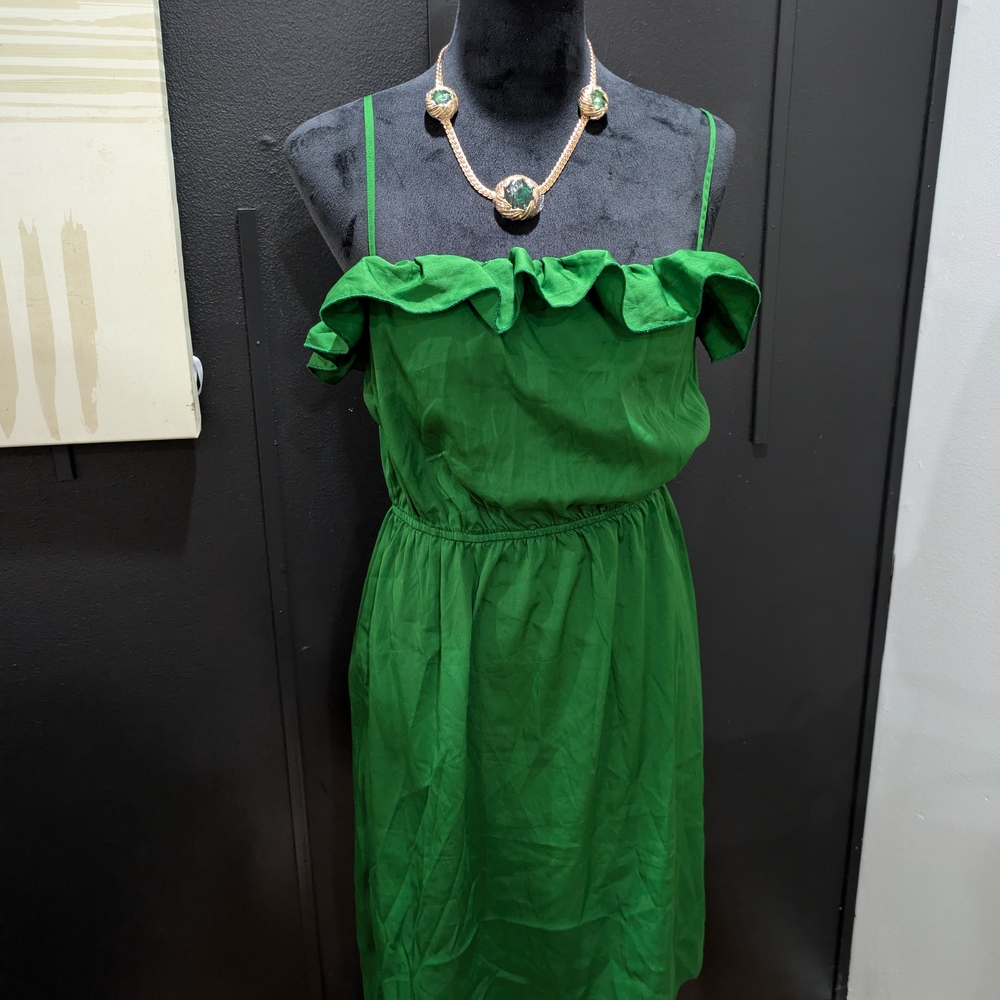 Green Ruffle Strap Dress